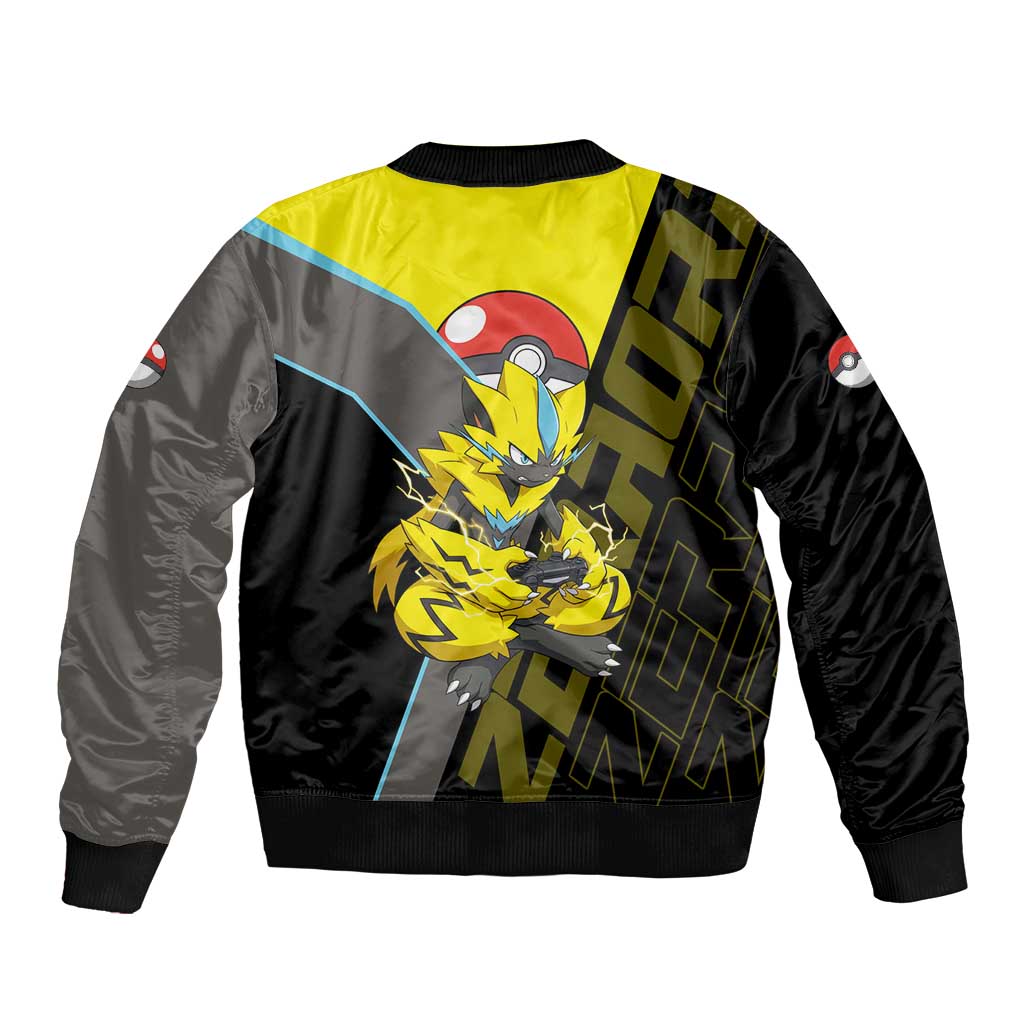 Zeraora Poké Sleeve Zip Bomber Jacket Electric Neon Anime Style
