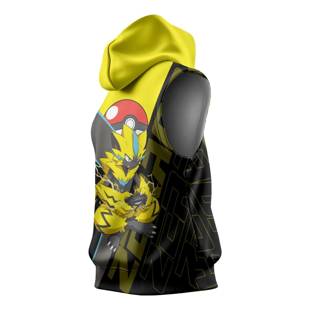 Zeraora Poké Sleeveless Hoodie Electric Neon Anime Style