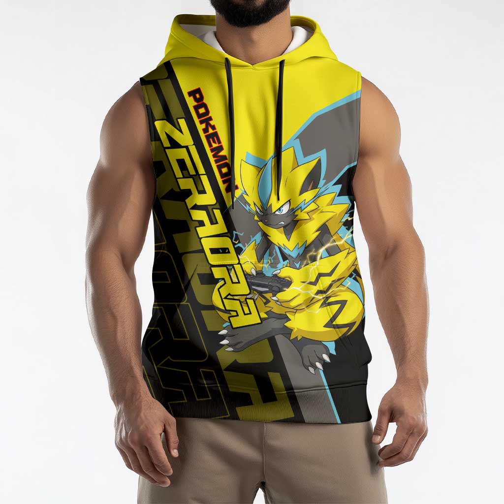 Zeraora Poké Sleeveless Hoodie Electric Neon Anime Style