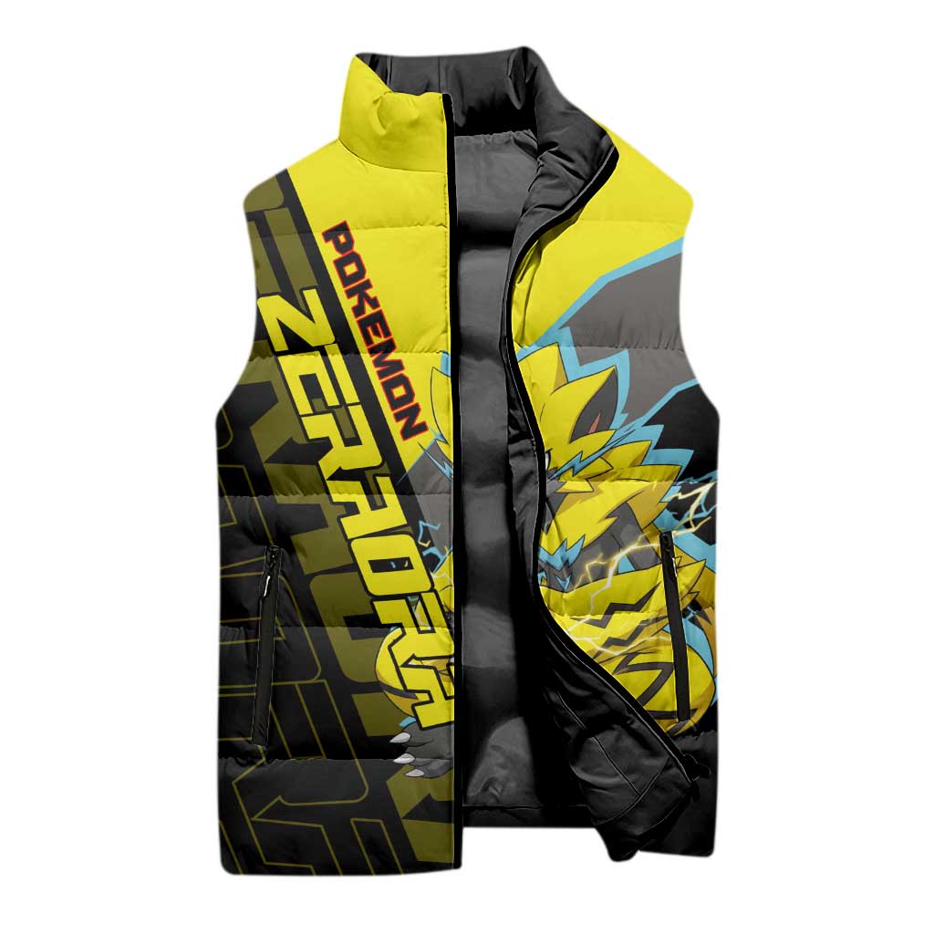 Zeraora Poké Sleeveless Puffer Jacket Electric Neon Anime Style