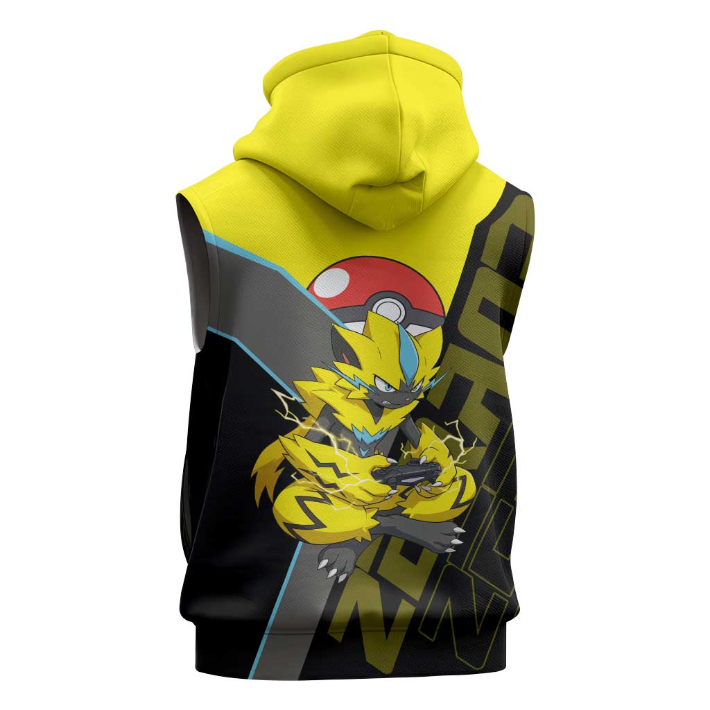 Zeraora Poké Sleeveless Zip Hoodie Electric Neon Anime Style