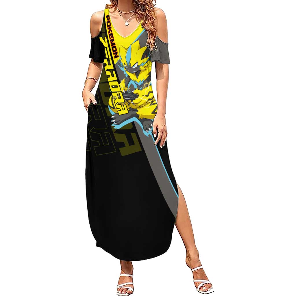 Zeraora Poké Summer Maxi Dress Electric Neon Anime Style