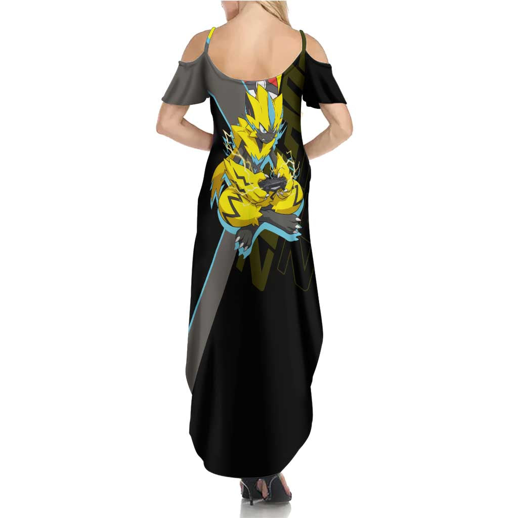 Zeraora Poké Summer Maxi Dress Electric Neon Anime Style