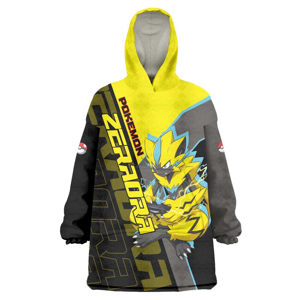 Zeraora Poké Wearable Blanket Hoodie Electric Neon Anime Style