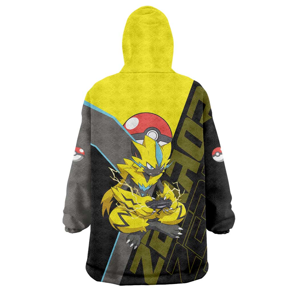 Zeraora Poké Wearable Blanket Hoodie Electric Neon Anime Style