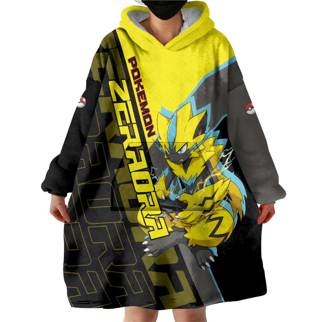 Zeraora Poké Wearable Blanket Hoodie Electric Neon Anime Style