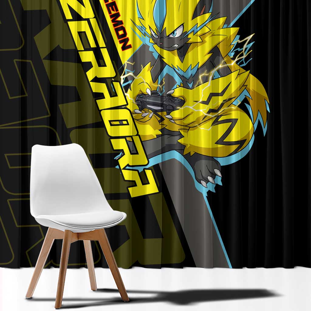 Zeraora Poké Window Curtain Electric Neon Anime Style