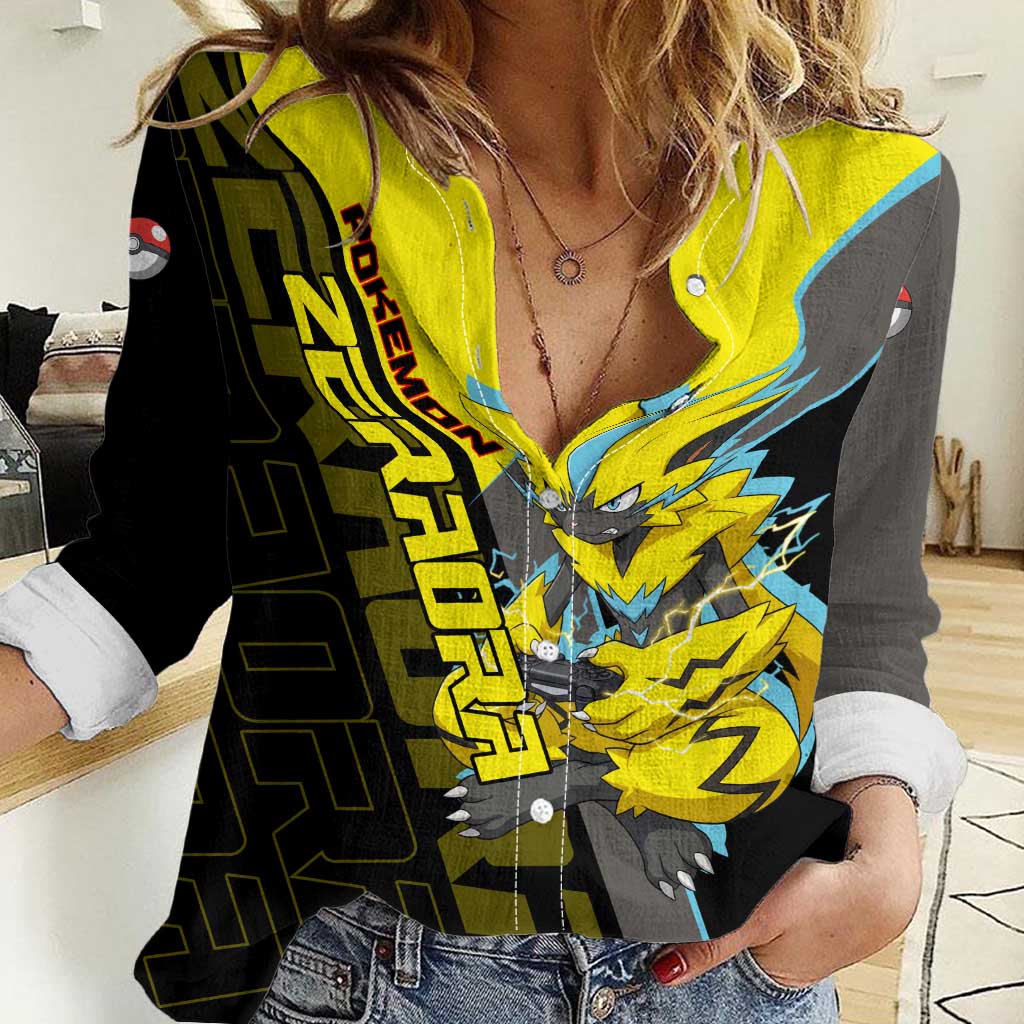 Zeraora Poké Women Casual Shirt Electric Neon Anime Style