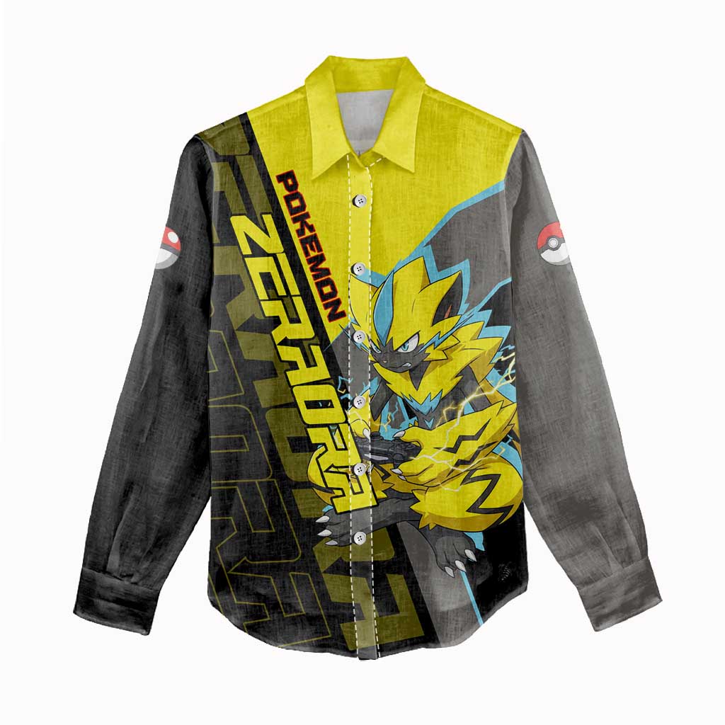 Zeraora Poké Women Casual Shirt Electric Neon Anime Style