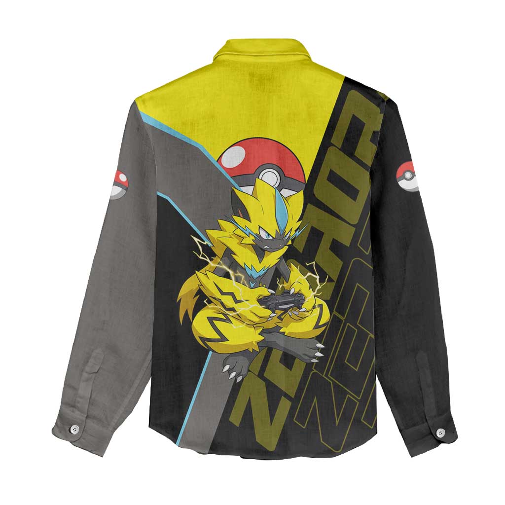 Zeraora Poké Women Casual Shirt Electric Neon Anime Style