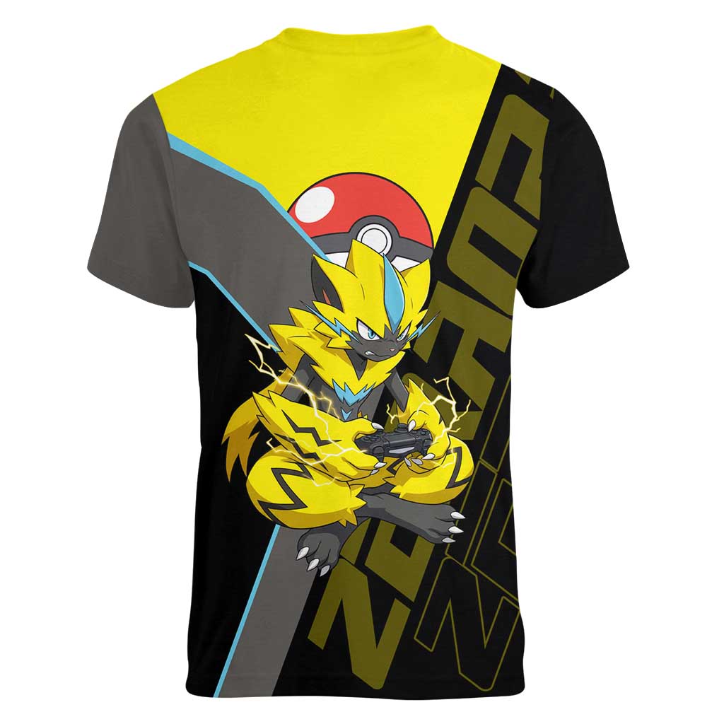 Zeraora Poké Women V-Neck T-Shirt Electric Neon Anime Style