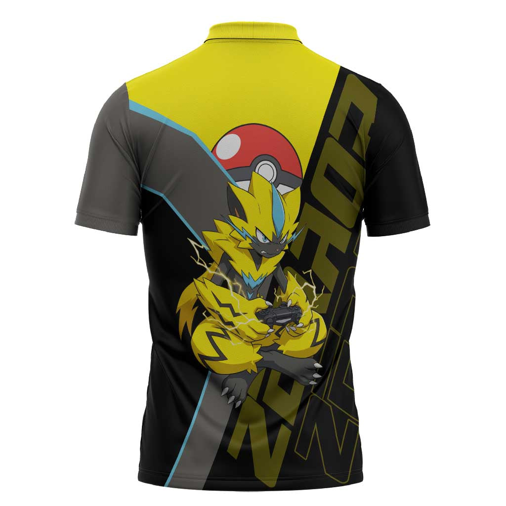 Zeraora Poké Zipper Polo Shirt Electric Neon Anime Style