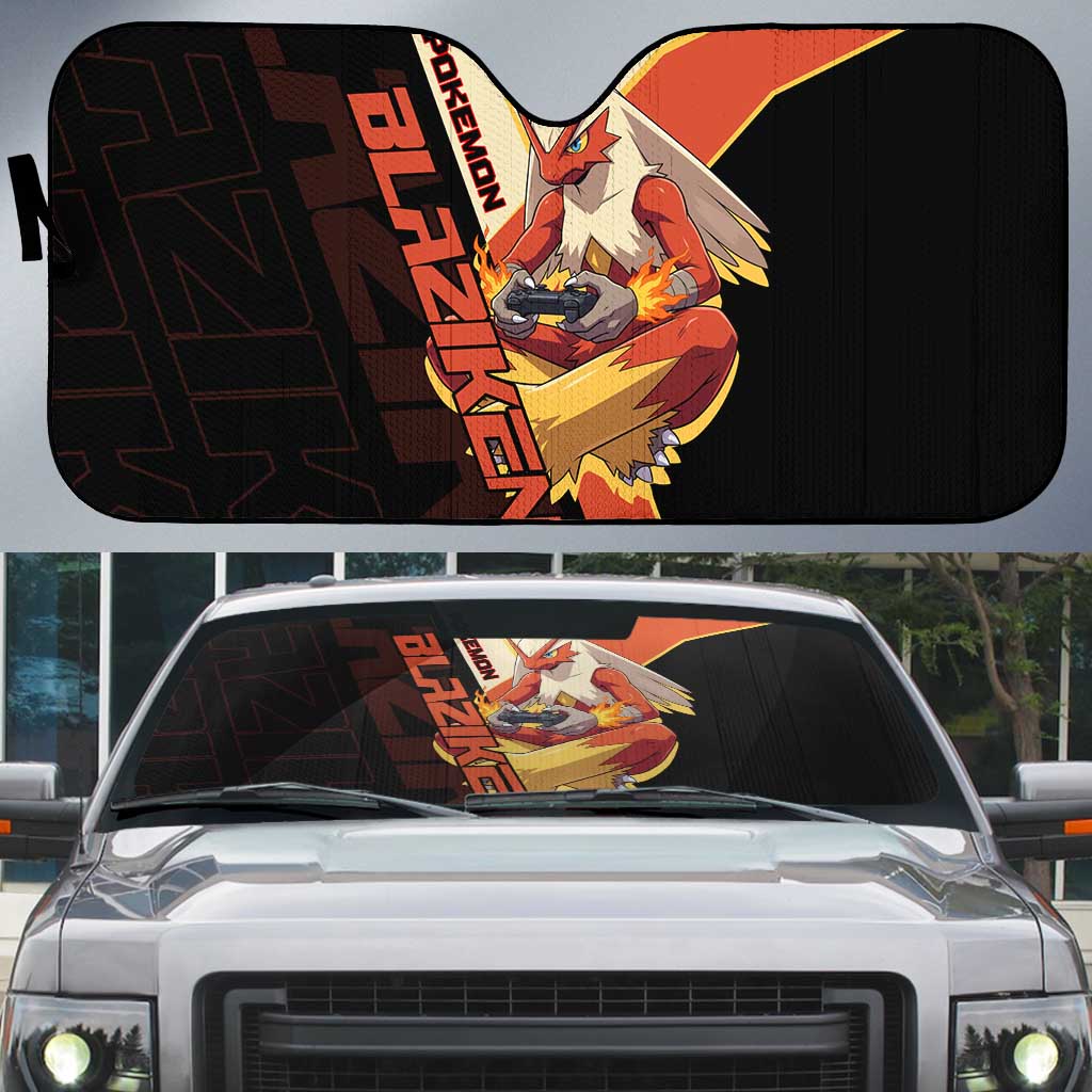 Blaziken Poké Auto Sun Shade Retro Anime Vector Style