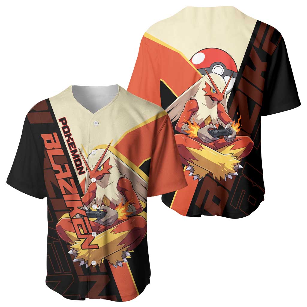 Blaziken Poké Baseball Jersey Retro Anime Vector Style