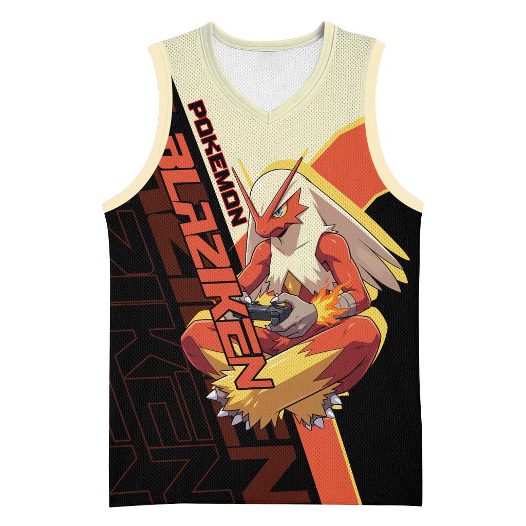 Blaziken Poké Basketball Jersey Retro Anime Vector Style