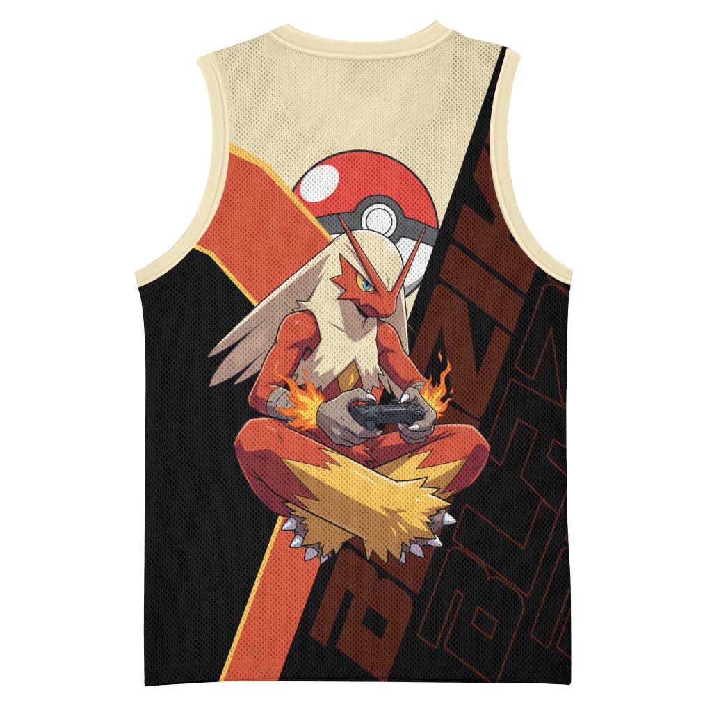 Blaziken Poké Basketball Jersey Retro Anime Vector Style