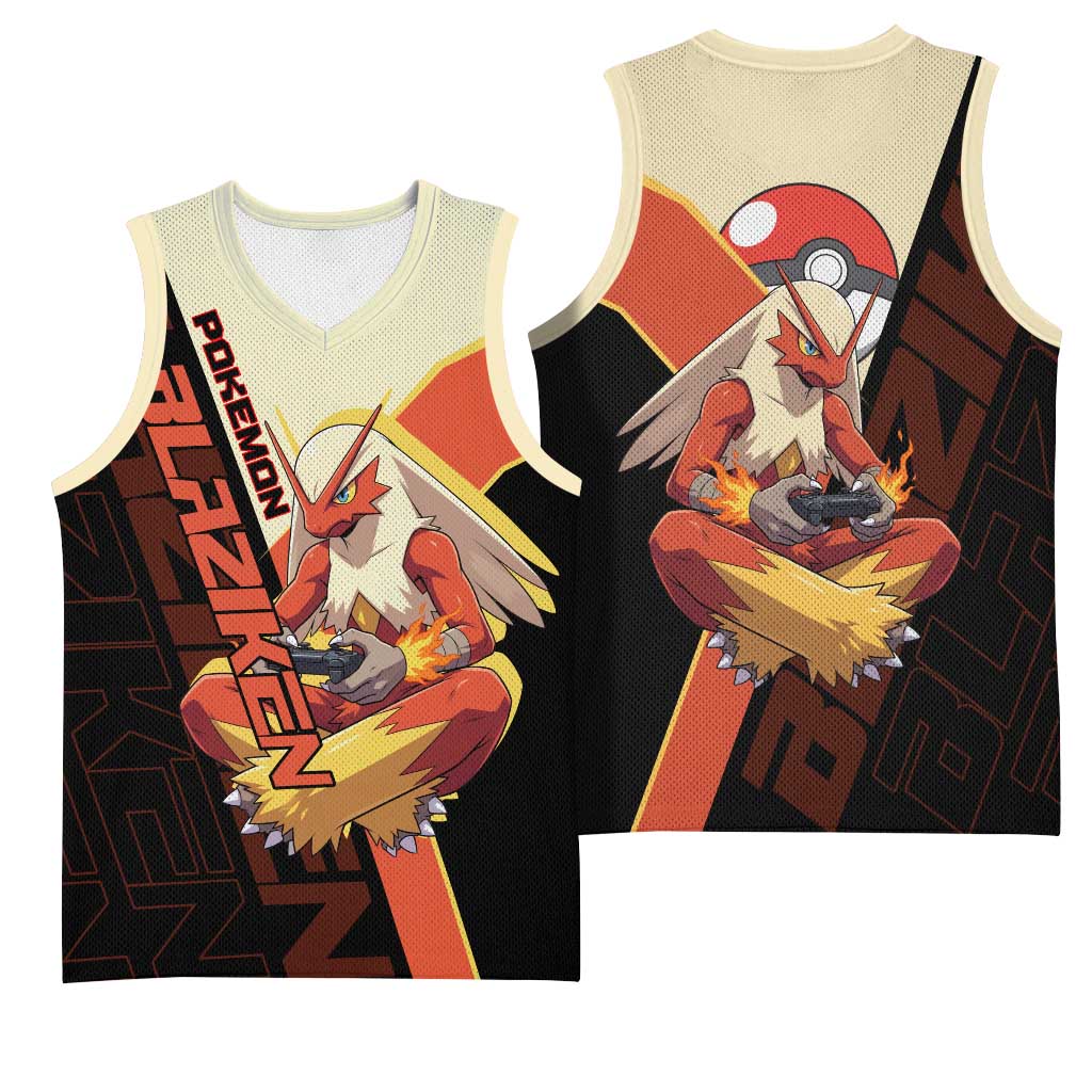 Blaziken Poké Basketball Jersey Retro Anime Vector Style