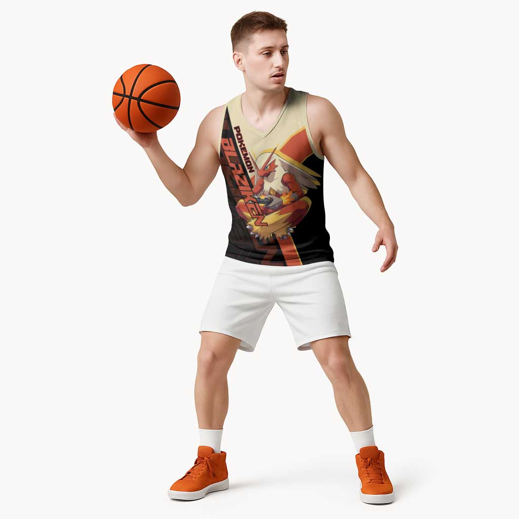 Blaziken Poké Basketball Jersey Retro Anime Vector Style