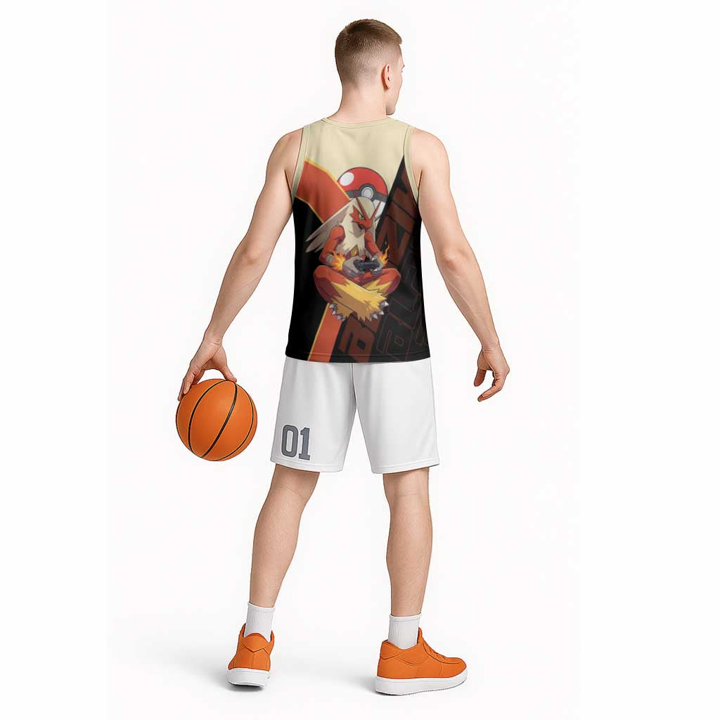 Blaziken Poké Basketball Jersey Retro Anime Vector Style
