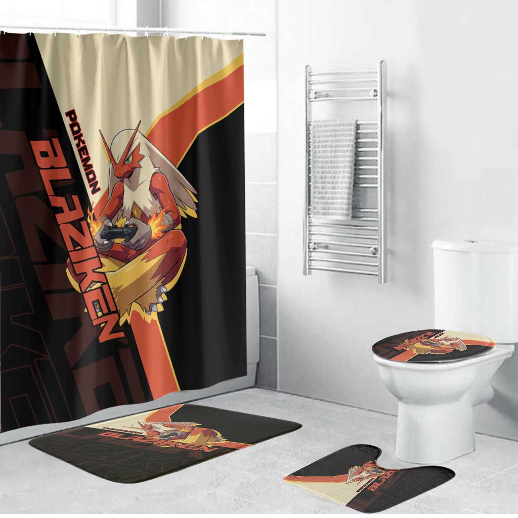 Blaziken Poké Bathroom Set Retro Anime Vector Style