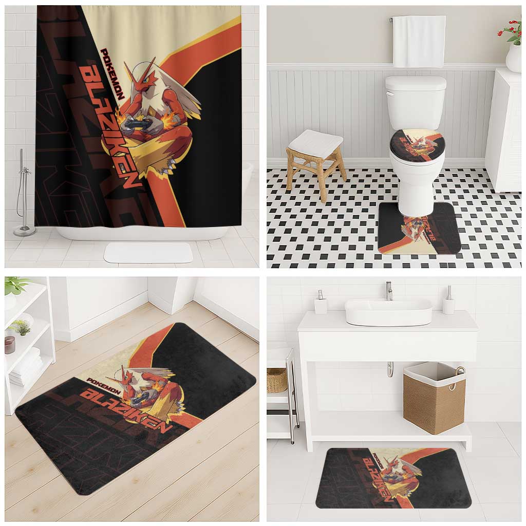 Blaziken Poké Bathroom Set Retro Anime Vector Style