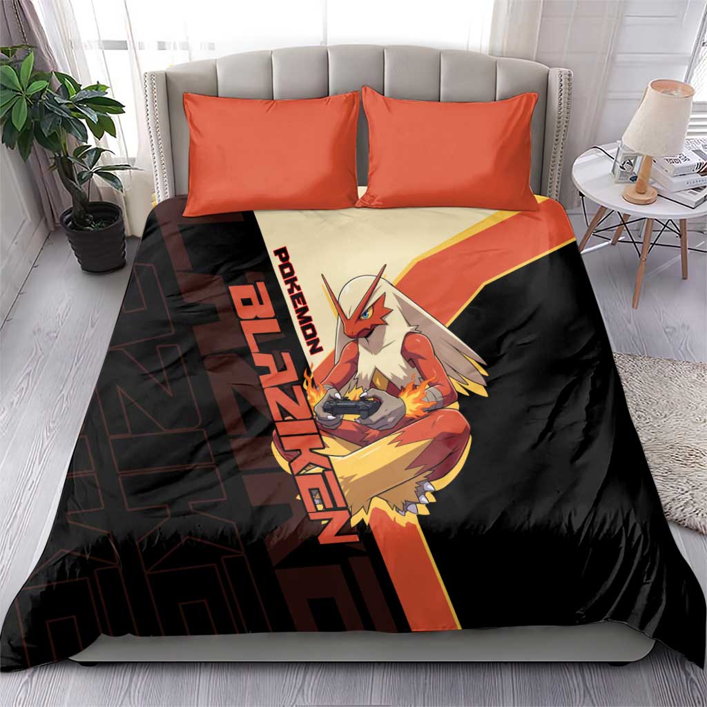 Blaziken Poké Bedding Set Retro Anime Vector Style