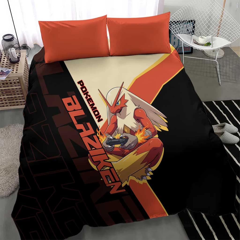 Blaziken Poké Bedding Set Retro Anime Vector Style