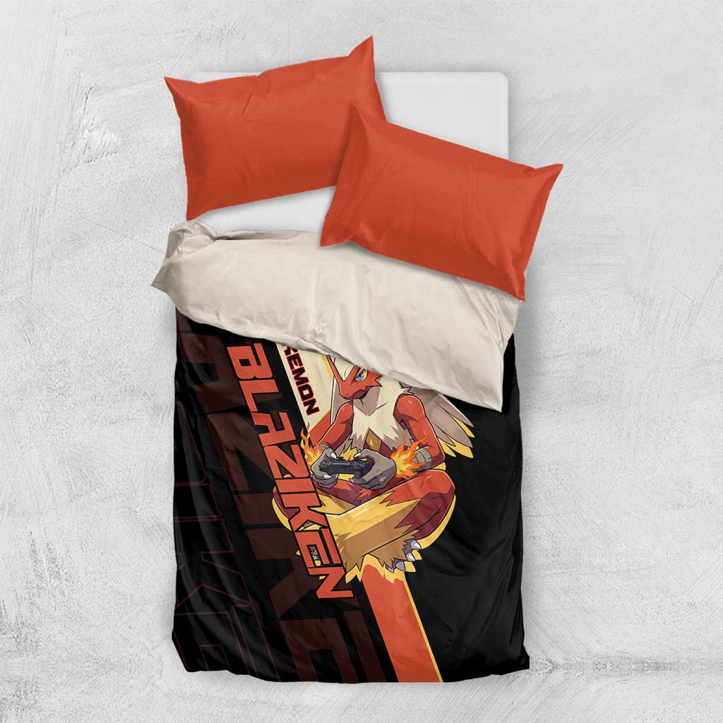 Blaziken Poké Bedding Set Retro Anime Vector Style
