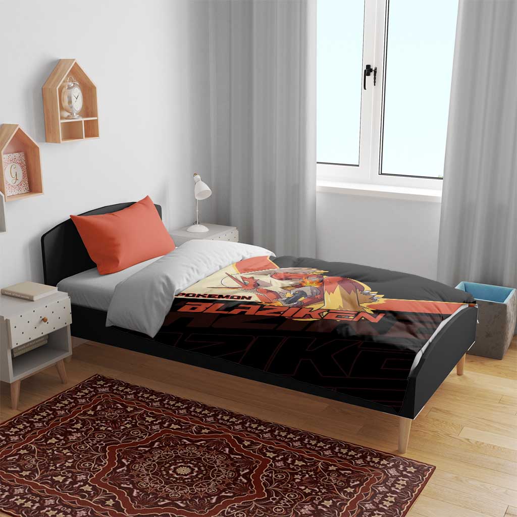 Blaziken Poké Bedding Set Retro Anime Vector Style