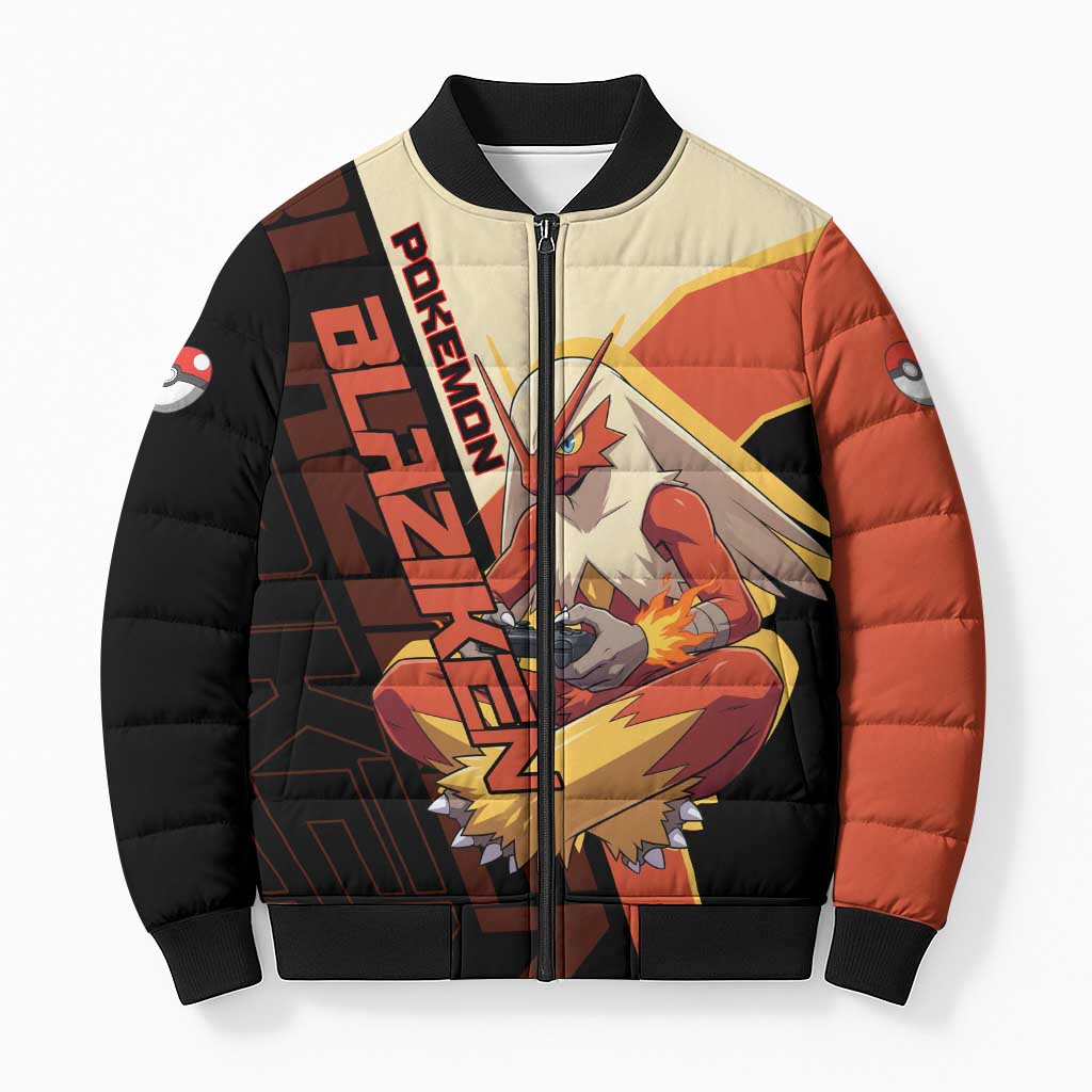 Blaziken Poké Bomber Puffer Jacket Retro Anime Vector Style