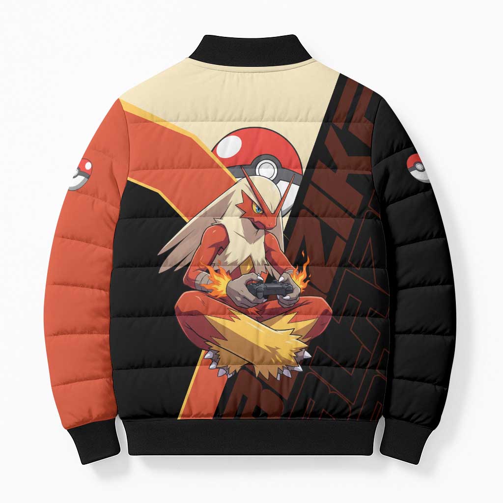Blaziken Poké Bomber Puffer Jacket Retro Anime Vector Style