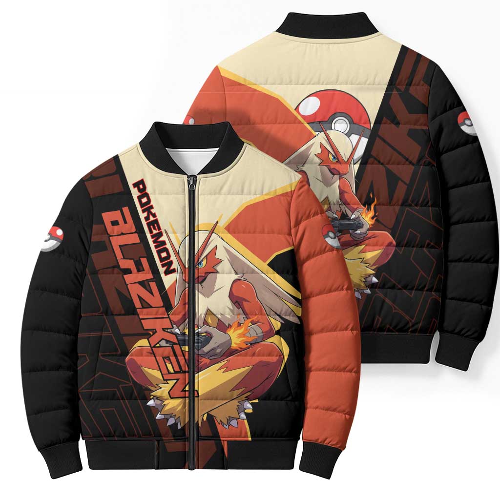 Blaziken Poké Bomber Puffer Jacket Retro Anime Vector Style