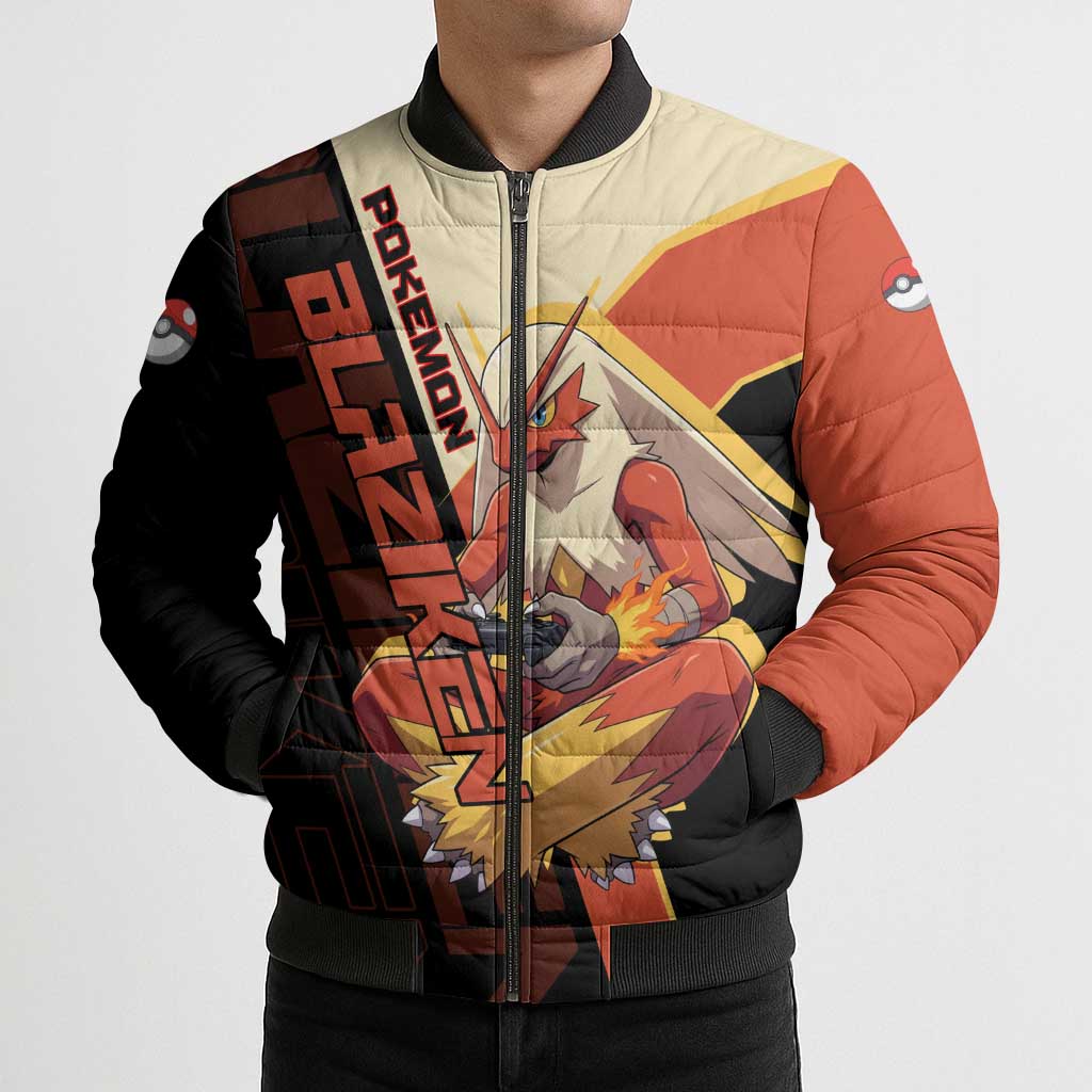 Blaziken Poké Bomber Puffer Jacket Retro Anime Vector Style