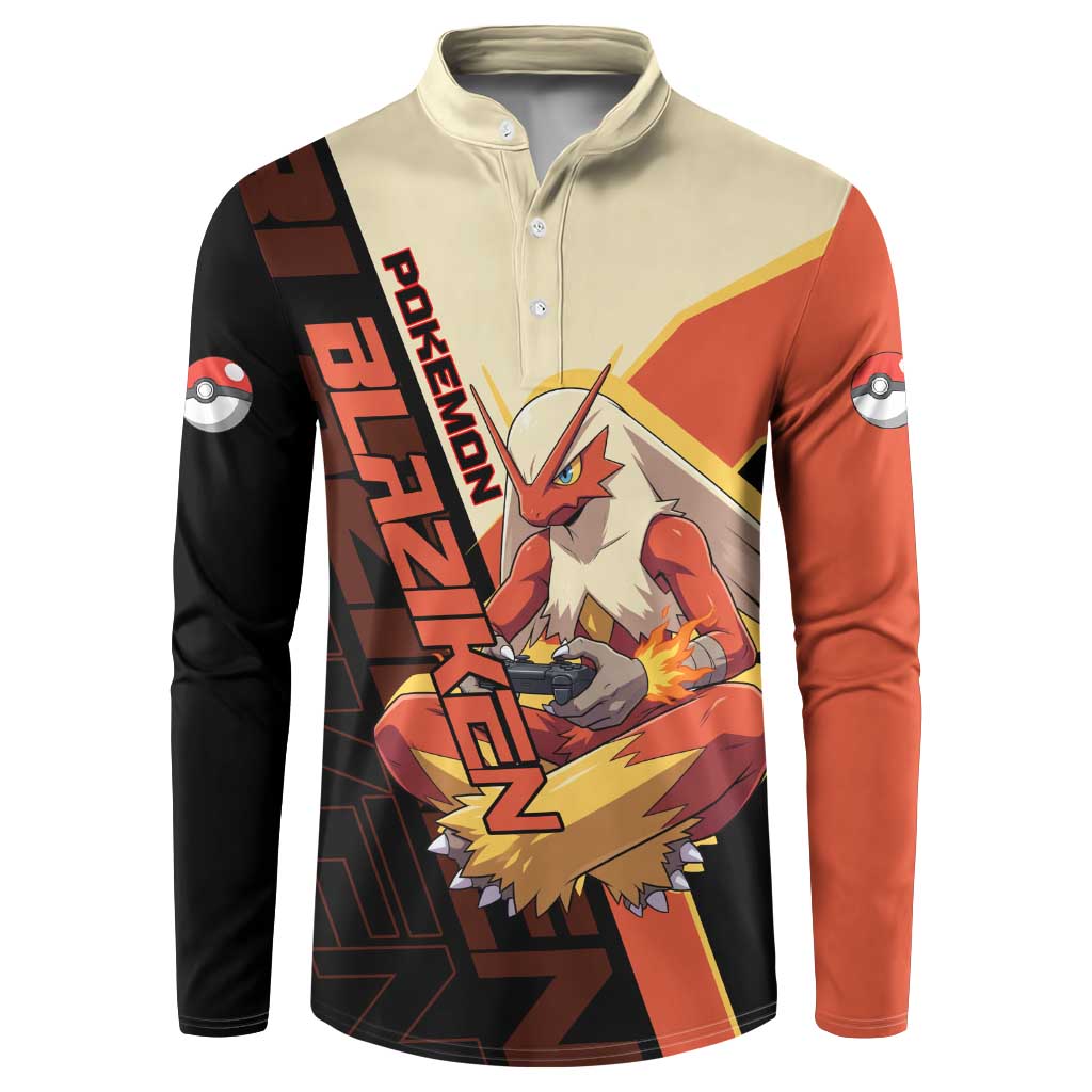 Blaziken Poké Button Sweatshirt Retro Anime Vector Style