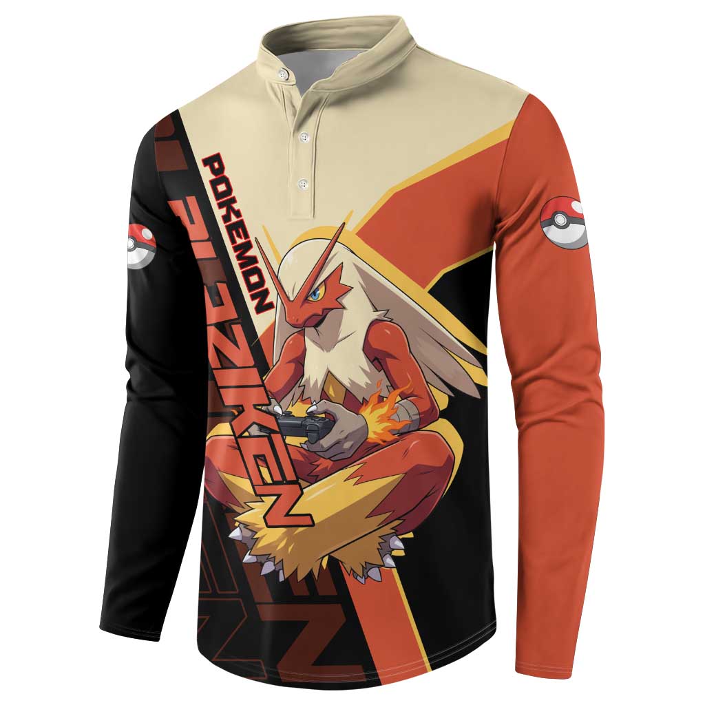 Blaziken Poké Button Sweatshirt Retro Anime Vector Style