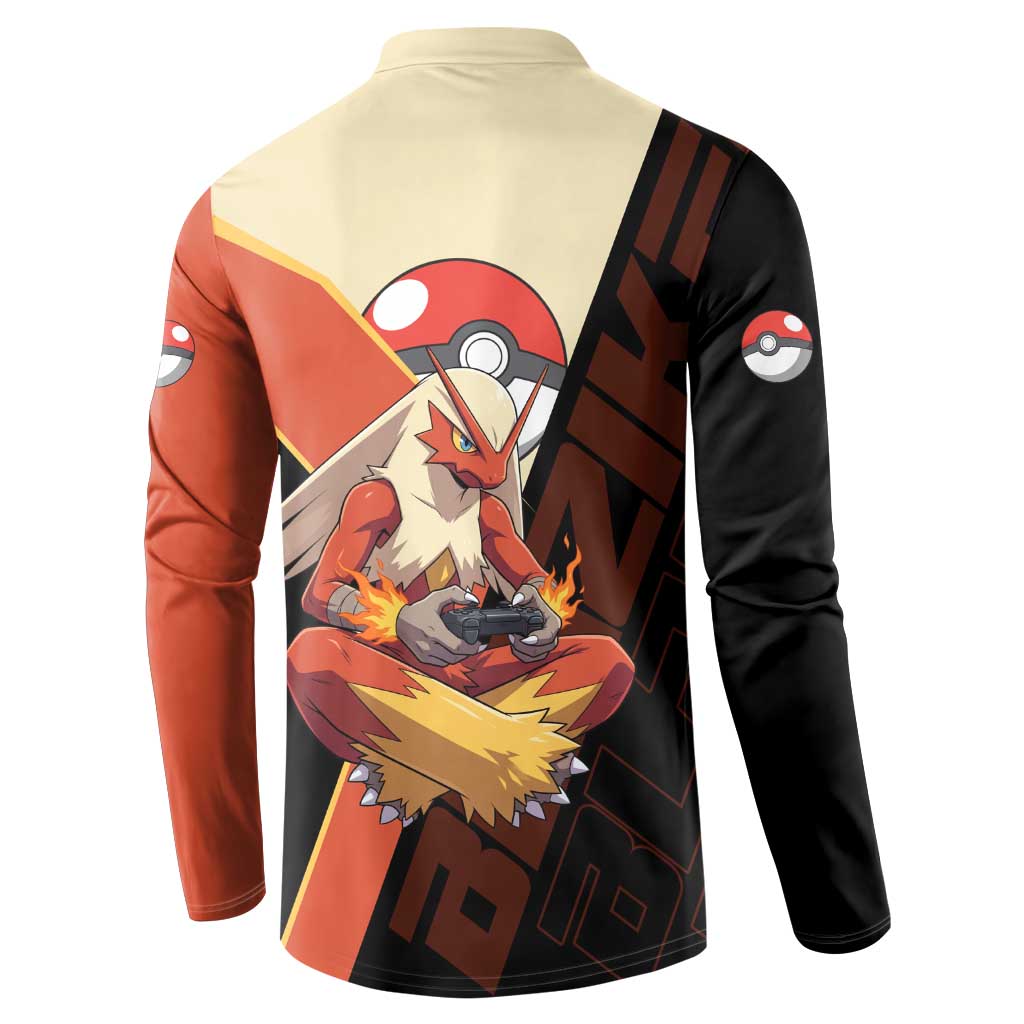 Blaziken Poké Button Sweatshirt Retro Anime Vector Style