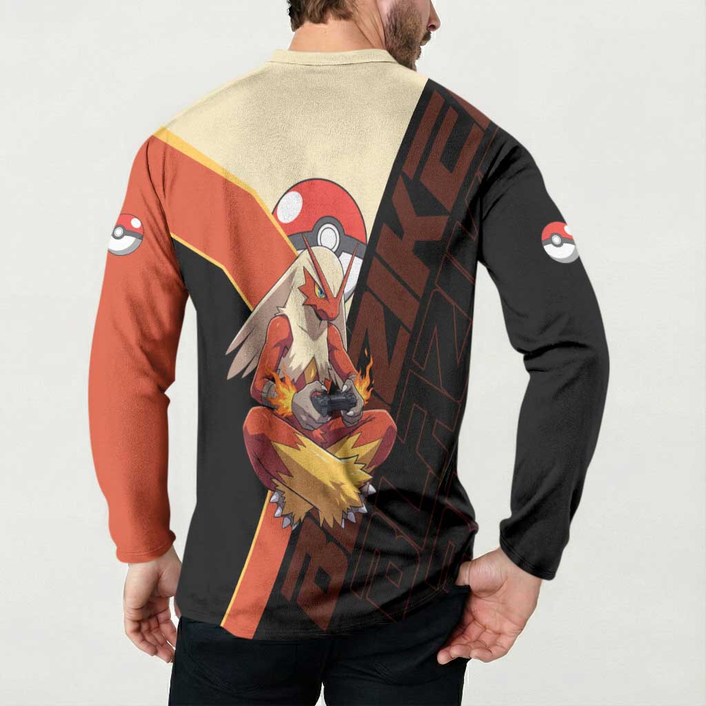 Blaziken Poké Button Sweatshirt Retro Anime Vector Style
