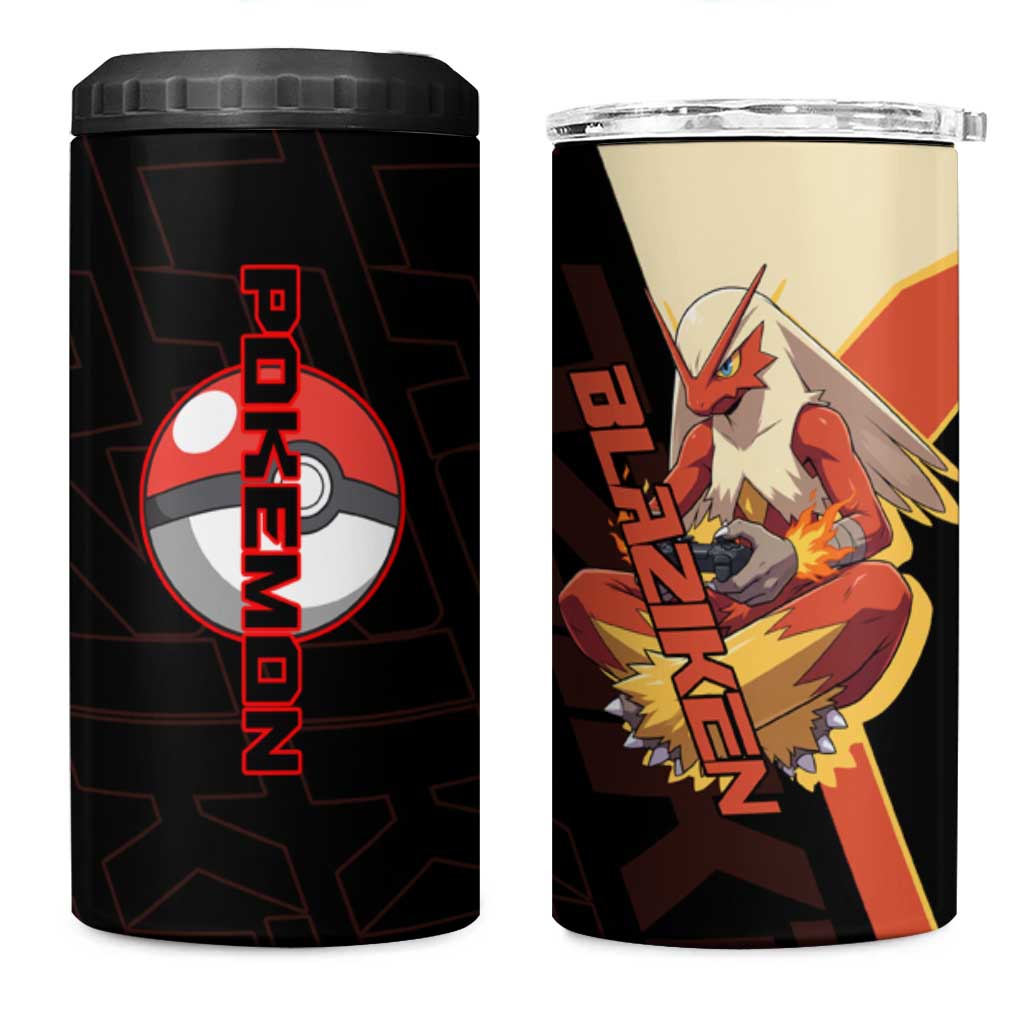 Blaziken Poké 4 in 1 Can Cooler Tumbler Retro Anime Vector Style