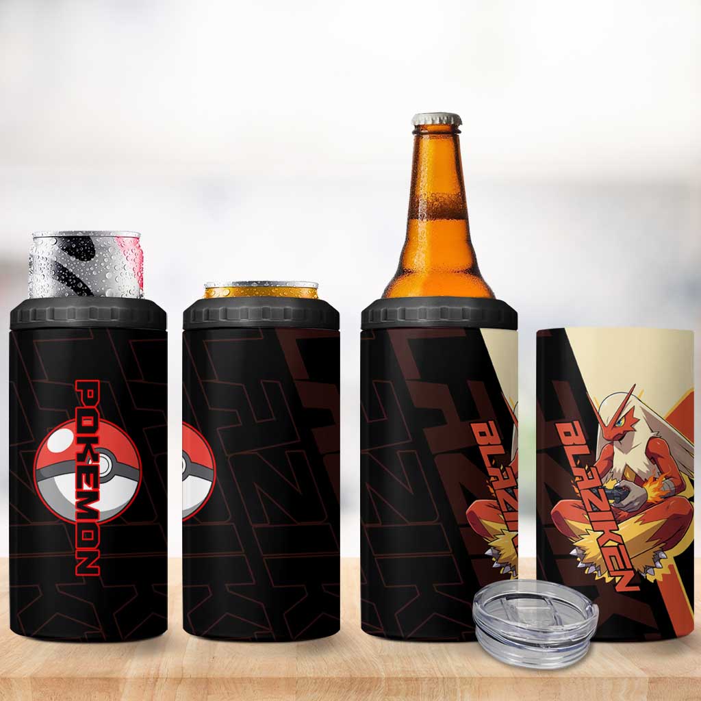 Blaziken Poké 4 in 1 Can Cooler Tumbler Retro Anime Vector Style