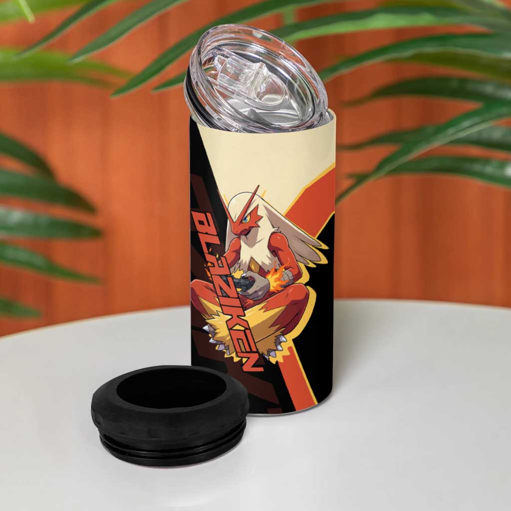Blaziken Poké 4 in 1 Can Cooler Tumbler Retro Anime Vector Style