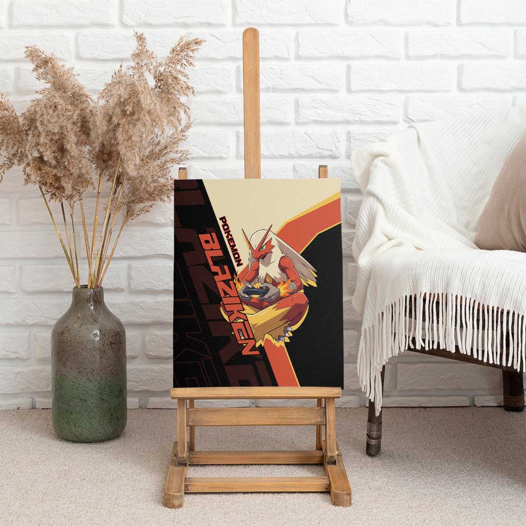 Blaziken Poké Canvas Wall Art Retro Anime Vector Style