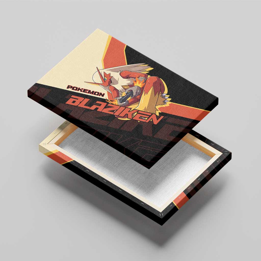 Blaziken Poké Canvas Wall Art Retro Anime Vector Style