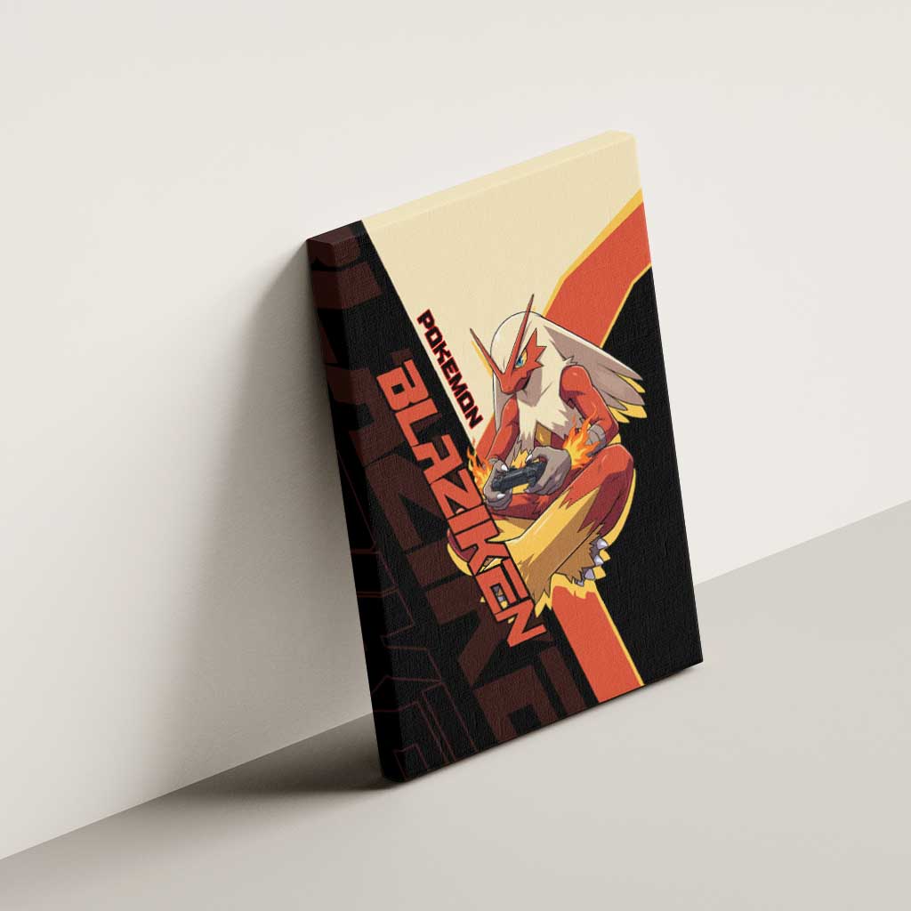 Blaziken Poké Canvas Wall Art Retro Anime Vector Style