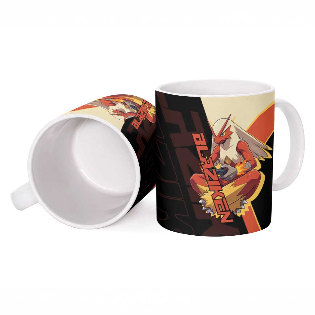 Blaziken Poké Ceramic Mug Retro Anime Vector Style