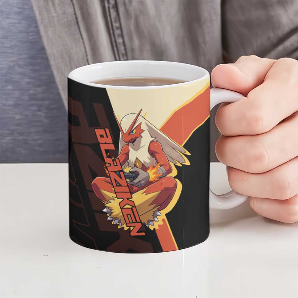 Blaziken Poké Ceramic Mug Retro Anime Vector Style