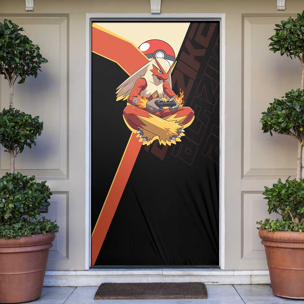 Blaziken Poké Door Cover Retro Anime Vector Style