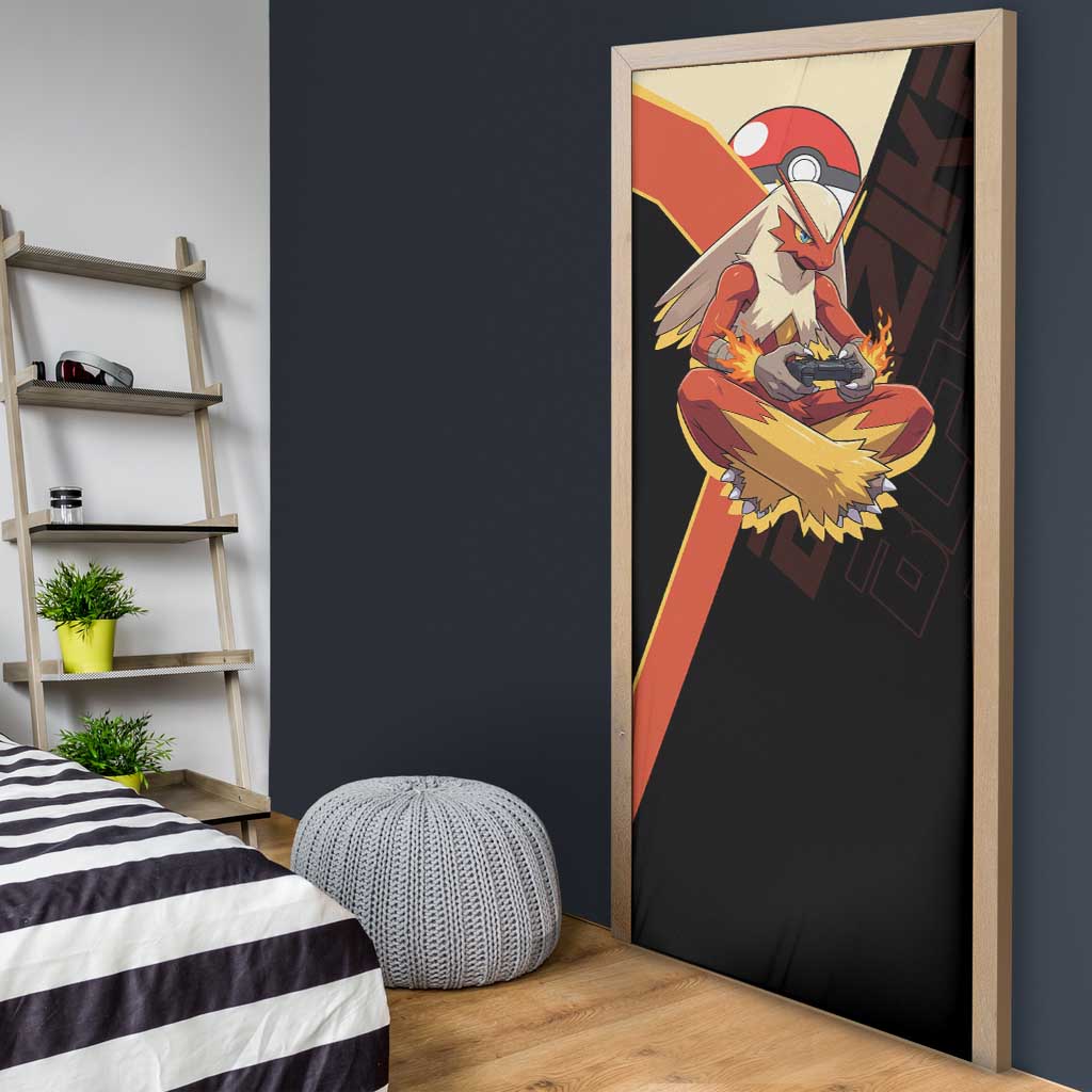 Blaziken Poké Door Cover Retro Anime Vector Style