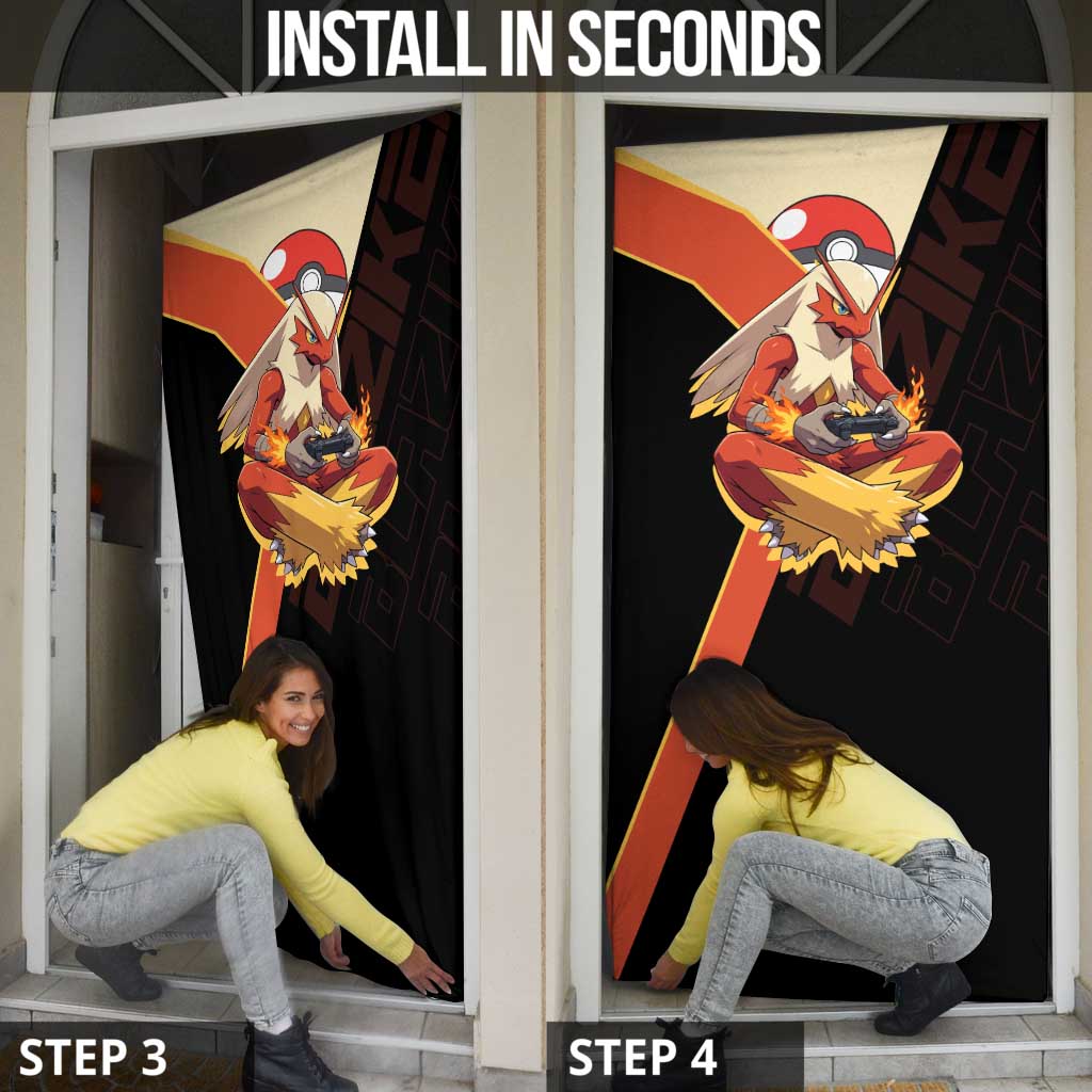 Blaziken Poké Door Cover Retro Anime Vector Style