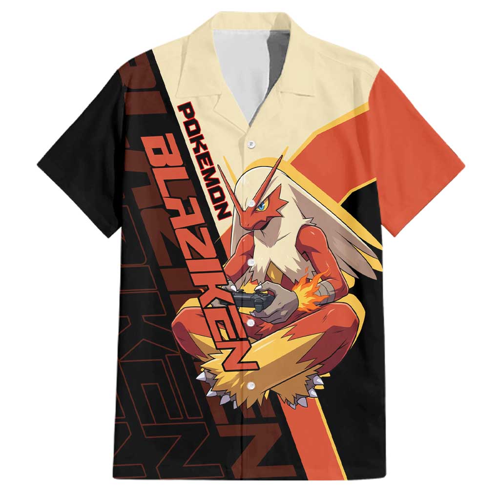 Blaziken Poké Family Matching Off The Shoulder Long Sleeve Dress and Hawaiian Shirt Retro Anime Vector Style