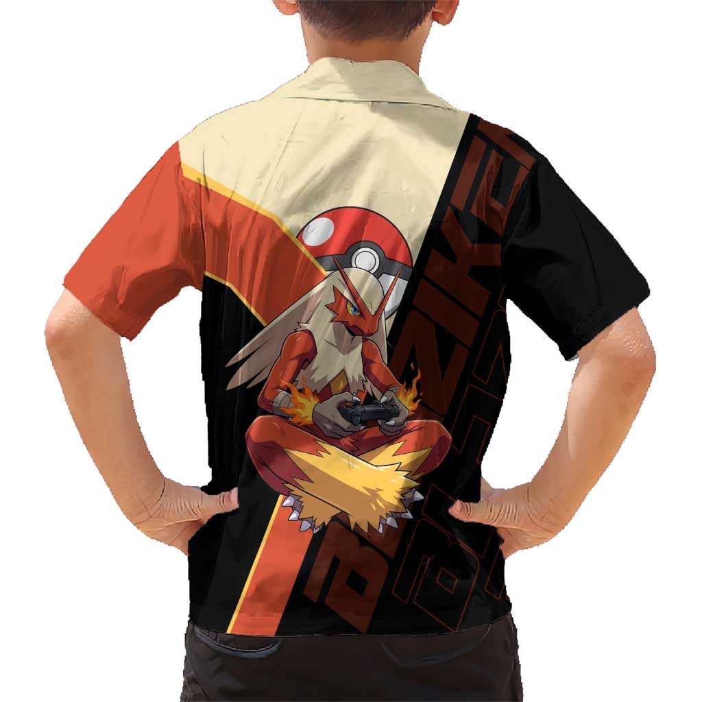 Blaziken Poké Family Matching Summer Maxi Dress and Hawaiian Shirt Retro Anime Vector Style
